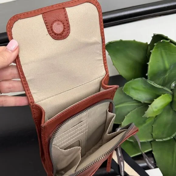 American Leather Co genuine leather crossbody shoulder purse neutral like new - Picture 10 of 11